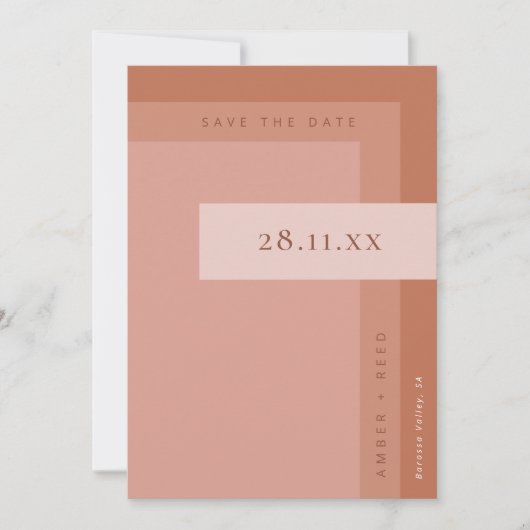 Terracotta Rust & Burnt Orange Boho Minimalistisch Save The Date (Vorderseite)
