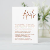 Terracotta Rust Burnt Orange Detail-Abschlusskarte Begleitkarte (Stehend Vorderseite)