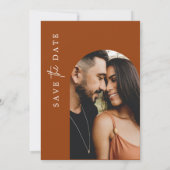 Terracotta Rust Burnt Orange Foto Speichern Sie di Einladung (Rückseite)