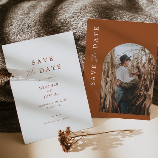 Terracotta Rust Burnt Orange Foto Speichern Sie di Save The Date