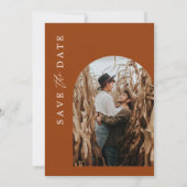 Terracotta Rust Burnt Orange Foto Speichern Sie di Save The Date (Rückseite)