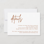 Terracotta Rust Burnt Orange Wedding Details Karte (Vorderseite)