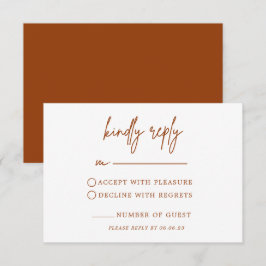 Terracotta Rust Burnt Orange Wedding RSVP Card Karte