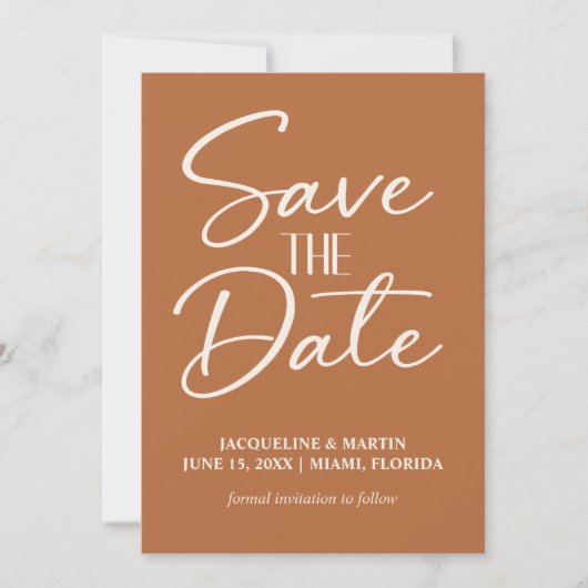 Terracotta Rust Copper Cream Boho Wedding Save The Date (Vorderseite)