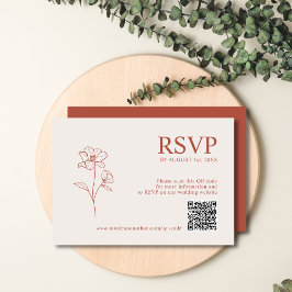 Terracotta Rust Earth Ton | Boho Blume QR-Code R RSVP Karte