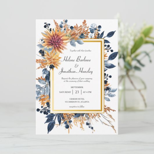 Terracotta Rust Elegante Rustikale Hochzeit Einladung (Stehend Vorderseite)