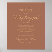 Terracotta Rust Elegantes Skript Unplugged Wedding Poster (Vorne)
