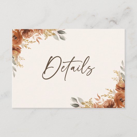 Terracotta Rust Fall Blumenzwiebeldetails Begleitkarte (Vorderseite)