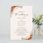 Terracotta Rust Fall Floral Wedding Program (Stehend Vorderseite)
