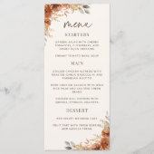 Terracotta Rust Fall Florenz Hochzeitsessen Menükarte (Vorderseite)