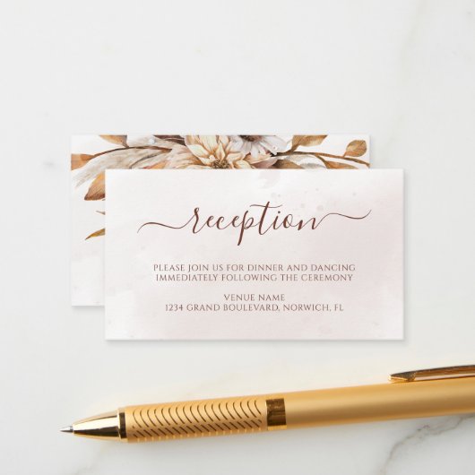 Terracotta Rust Floral Boho Hochzeit im Herbst Emp Begleitkarte (Vorderseite/Rückseite Beispiel)