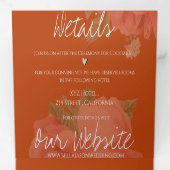 Terracotta Rust Floral Monogram Hübsche Hochzeit Dreifach Gefaltete Einladung (Innen Erste Seite)