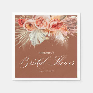 Terracotta Rust Floral Pampas Grass Brautparty Serviette