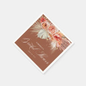 Terracotta Rust Floral Pampas Grass Brautparty Serviette (Ecke)