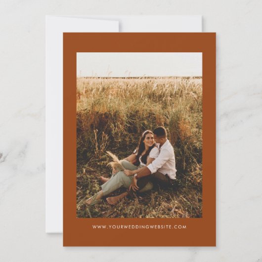 Terracotta Rust Foto Speichern Sie die Daten Einla Einladung (Rückseite)