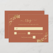 Terracotta Rust Gold Eukalyptus Foliage Wedage RSVP Karte (Vorne/Hinten)