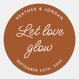 Terracotta Rust Lassend Liebe Glühende Gastgeschen Runder Aufkleber