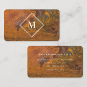 Terracotta Rust Metallic Texture Monogram Initial Visitenkarte (Vorne/Hinten)