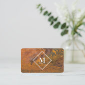 Terracotta Rust Metallic Texture Monogram Initial Visitenkarte (Stehend Vorderseite)