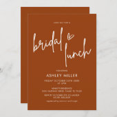 Terracotta Rust Modern Bridal Lunch Einladung (Vorne/Hinten)