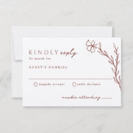 Terracotta Rust Modern Stenciled Botanic RSVP Karte