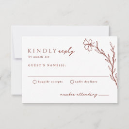 Terracotta Rust Modern Stenciled Botanic RSVP Karte