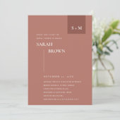 TERRACOTTA RUST MONOGRAM BRAUTPARTY INVVIERT DANKESKARTE (Stehend Vorderseite)