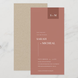 TERRACOTTA RUST MONOGRAM SAVE THE DATE EINLADEN DANKESKARTE