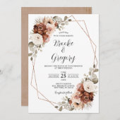 Terracotta Rust Pampas Grass Rustic Boho Wedding Einladung (Vorne/Hinten)