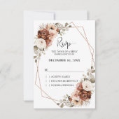 Terracotta Rust Pampas Grass Rustic Boho Wedding RSVP Karte (Vorderseite)