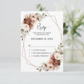 Terracotta Rust Pampas Grass Rustic Boho Wedding RSVP Karte (Stehend Vorderseite)