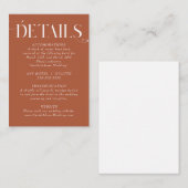 Terracotta Rust Wedding Details Karte (Vorne/Hinten)