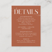 Terracotta Rust Wedding Details Karte (Vorderseite)