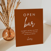 Terracotta Rust Wedding Open Bar Table Sign Sockelschild