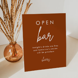 Terracotta Rust Wedding Open Bar Table Sign Sockelschild