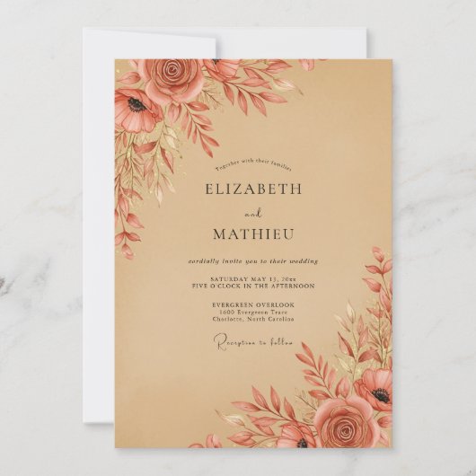 Terracotta Rustic Autumnal Wedding Einladung (Vorderseite)