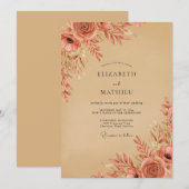 Terracotta Rustic Autumnal Wedding Einladung (Vorne/Hinten)