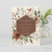 Terracotta Rustic Bloom Wedding Einladung (Stehend Vorderseite)