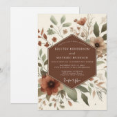 Terracotta Rustic Bloom Wedding Einladung (Vorne/Hinten)