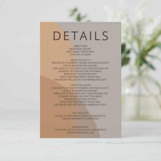 Terracotta Rustic Boho Arch Moderne Hochzeit Begleitkarte (Stehend Vorderseite)