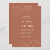 Terracotta Rustic Boho Floral Modern Wedding Invit Einladung (Vorne/Hinten)