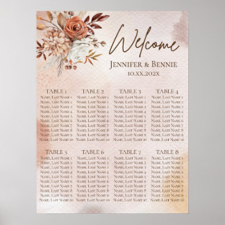 Terracotta Rustic Boho Floral Poster