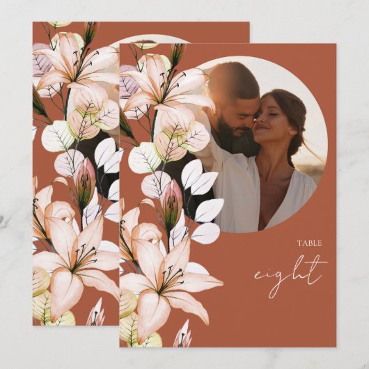 Terracotta Rustic Boho Foto Tischnummer (Vorne/Hinten)