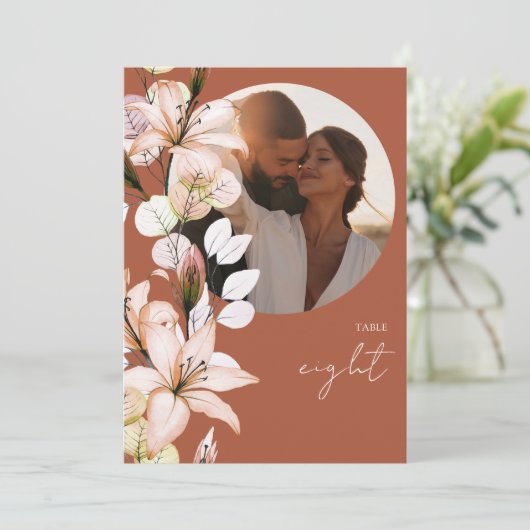 Terracotta Rustic Boho Foto Tischnummer (Stehend Vorderseite)