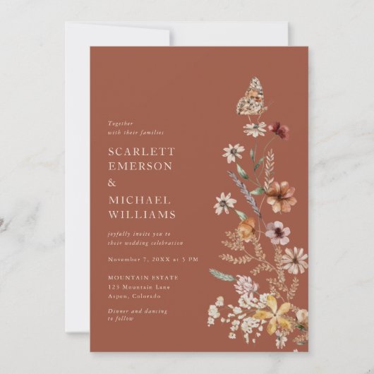 Terracotta Rustic Boho Hochzeit Einladungen (Vorderseite)