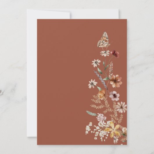 Terracotta Rustic Boho Hochzeit Einladungen (Rückseite)