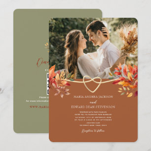 Terracotta Rustic Boho Hochzeit im Herbst Einladung