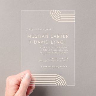 Terracotta Rustic Boho Moderne Hochzeit Acryleinladungen