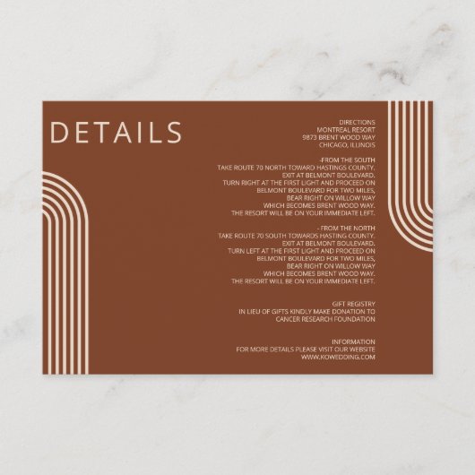 Terracotta Rustic Boho Moderne Hochzeit Begleitkarte (Vorderseite)