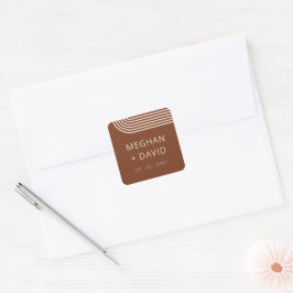 Terracotta Rustic Boho Moderne Hochzeit Quadratischer Aufkleber